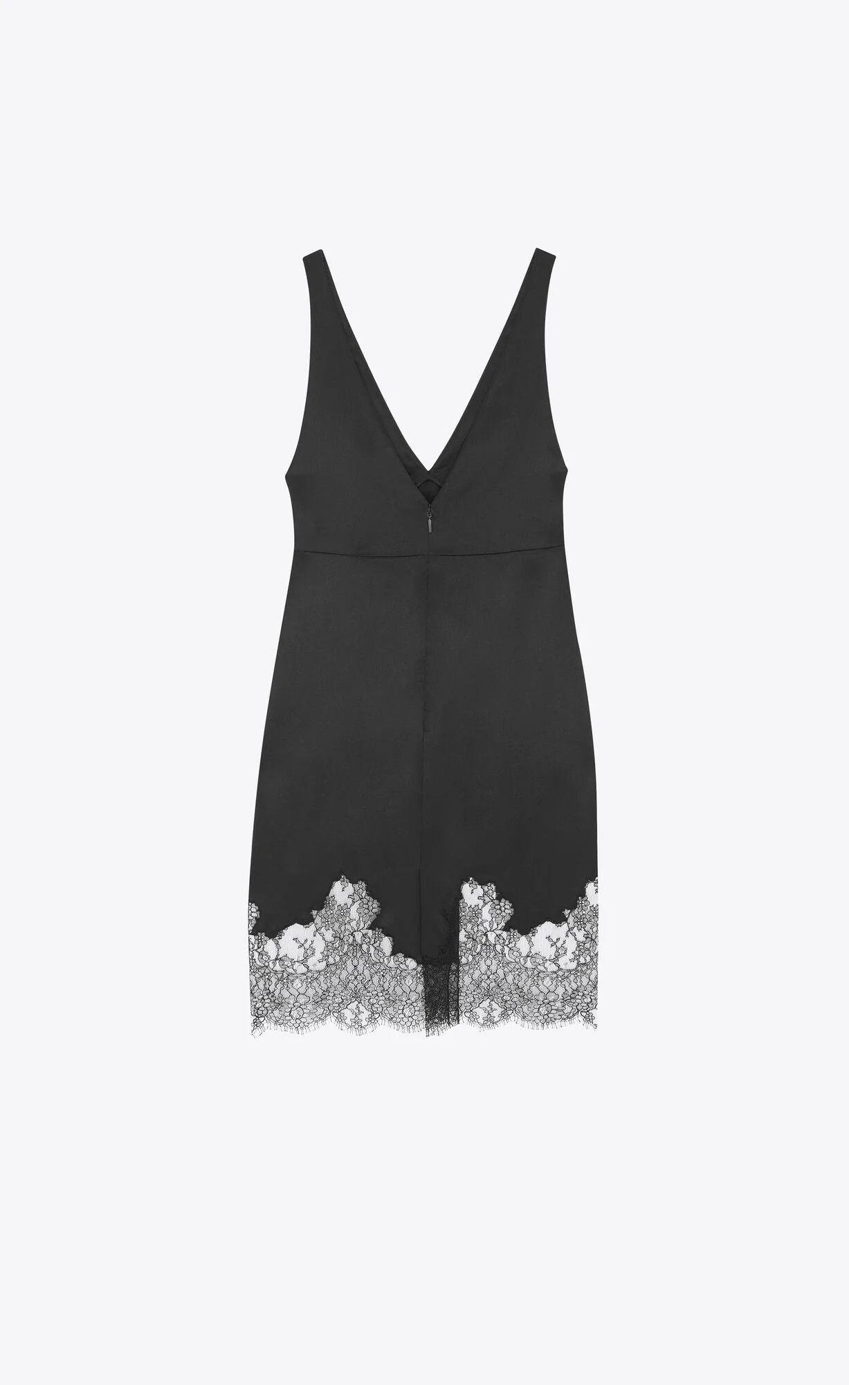 Saint Laurent Paris o1s1wg111124 Laced Dress in Crepe Satin in Noir Size M / US 6-8 / IT 42-44 - 2 Thumbnail