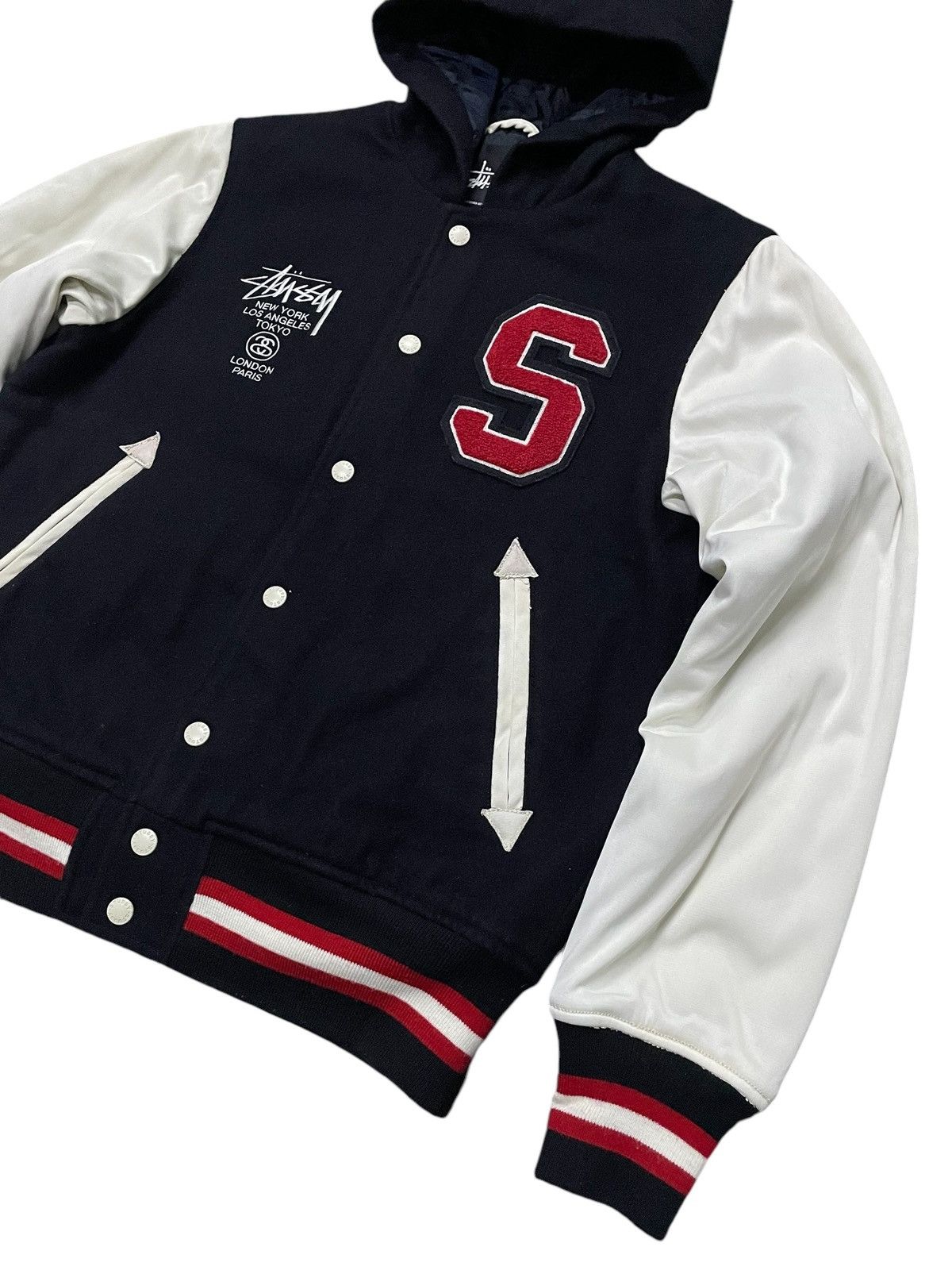 Stussy × Vintage Stussy International Tour Wool Varsity Hooded Jacket Size US S / EU 44-46 / 1 - 3 Thumbnail