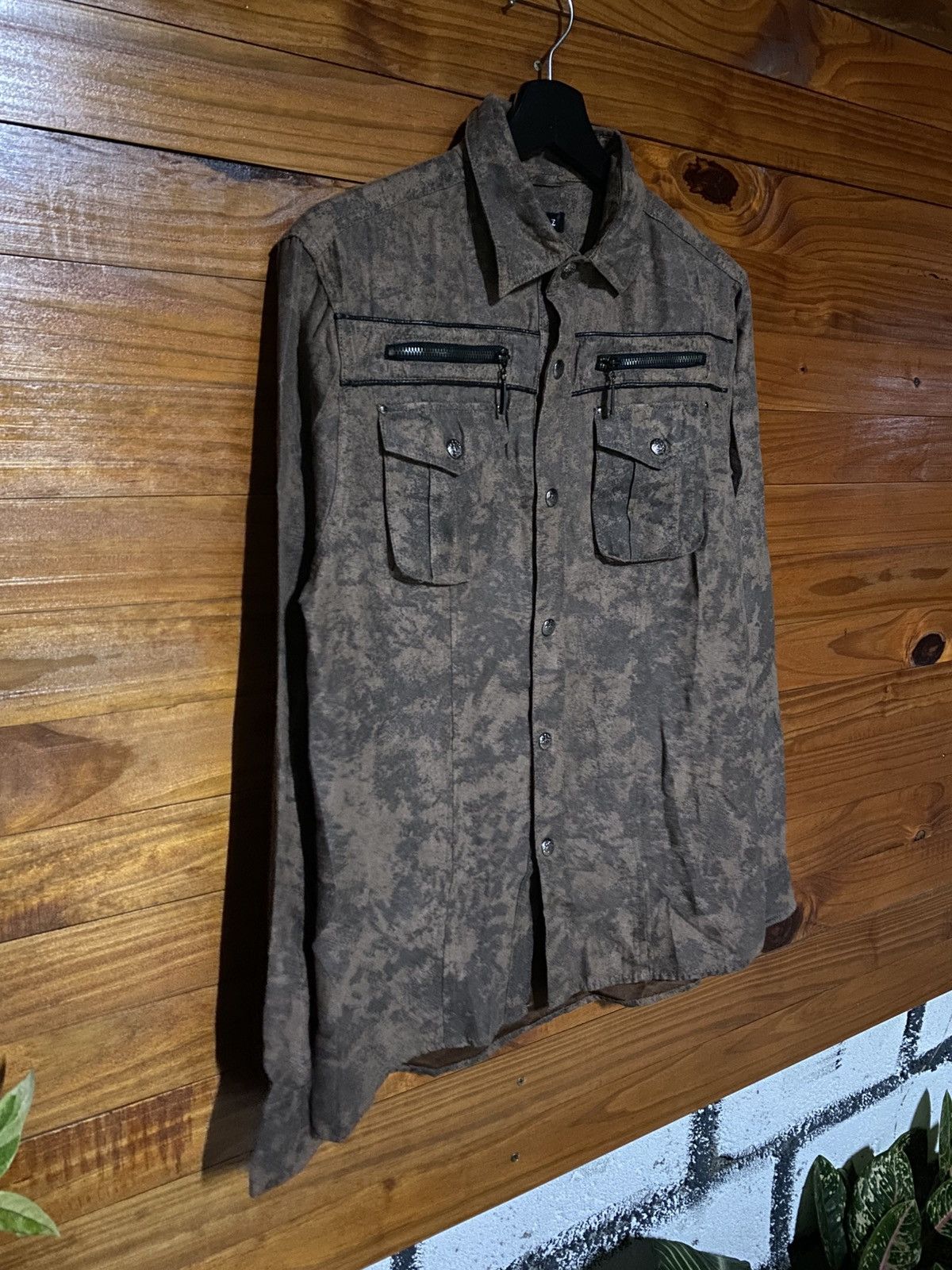 Japanese Brand Vintage MKOX Textured Utility Shirt Jacket Brown Long Sleeve Size US M / EU 48-50 / 2 - 6 Thumbnail