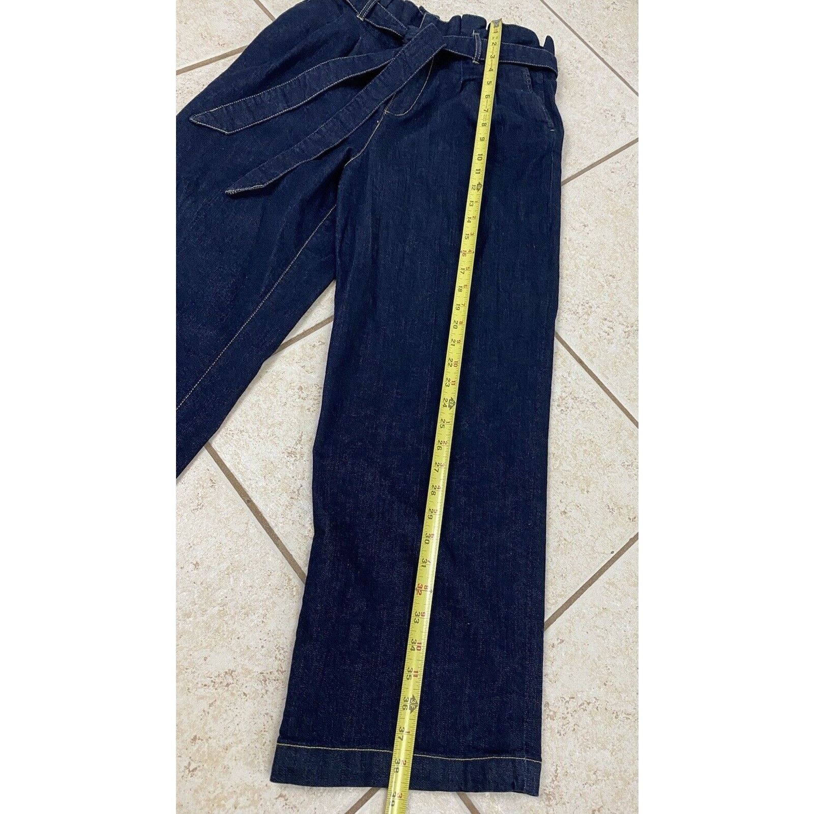Alice + Olivia Alice + Olivia Denim Jeans Paper Bag Size 6 Tie Belt Wide Size 28" / US 6 / IT 42 - 6 Thumbnail