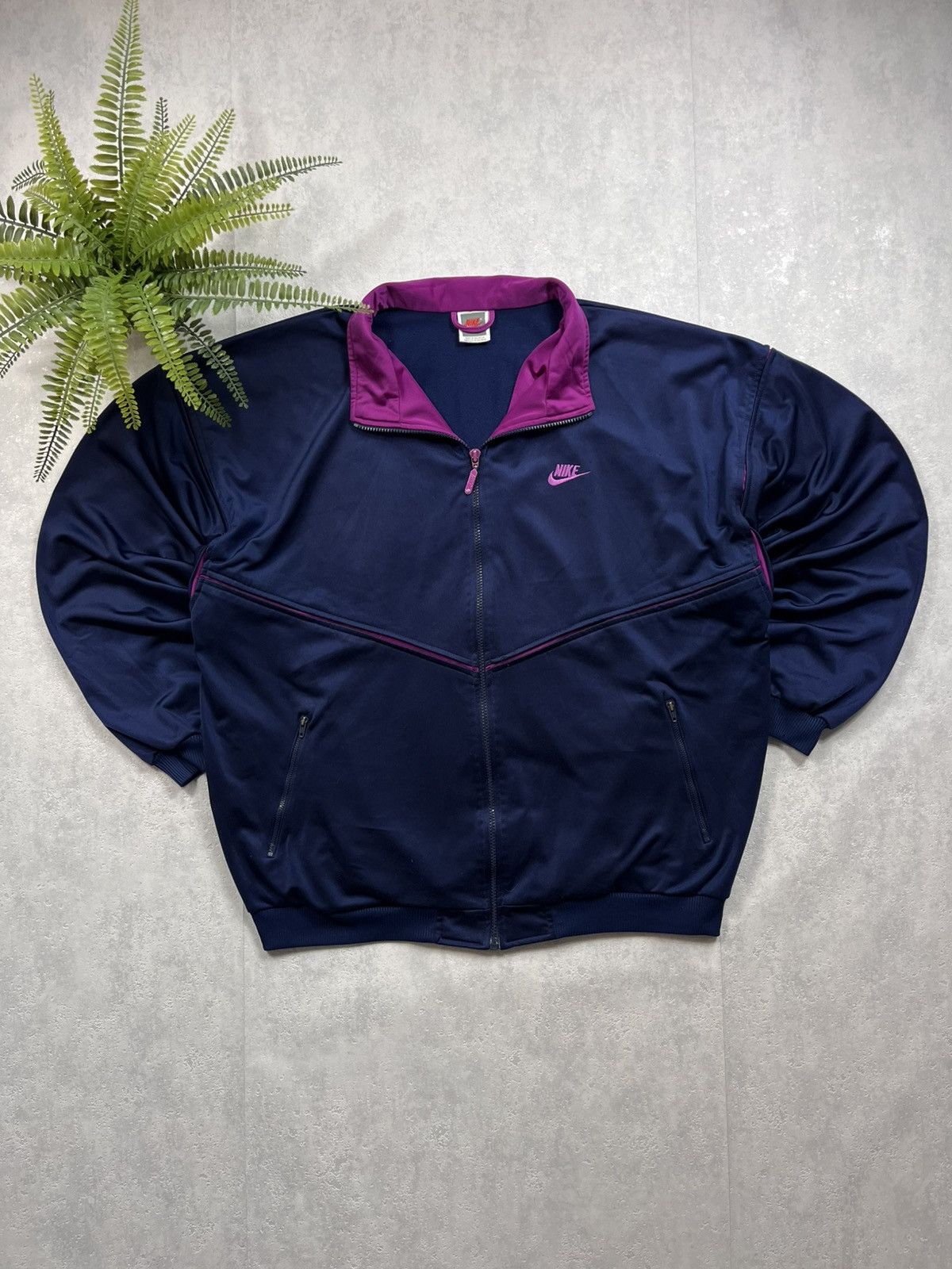 Nike 80’s NIKE RETRO BOXY SWOOSH LOGO TRACK JACKET Y2K VINTAGE Size US XL / EU 56 / 4 - 1 Thumbnail
