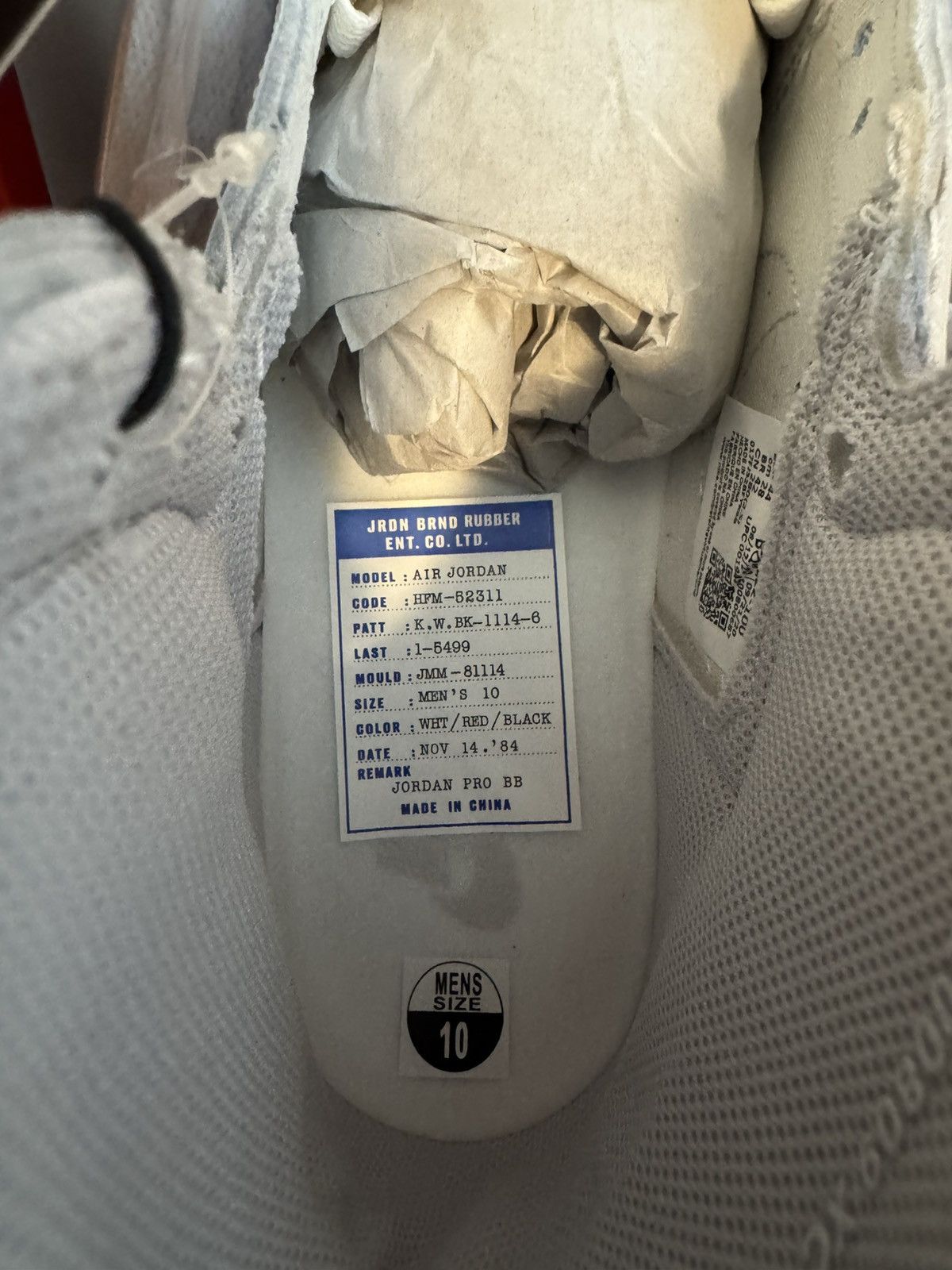 Nike JORDAN 1 WHITE/GREY Size US 10 / EU 43 - 4 Thumbnail