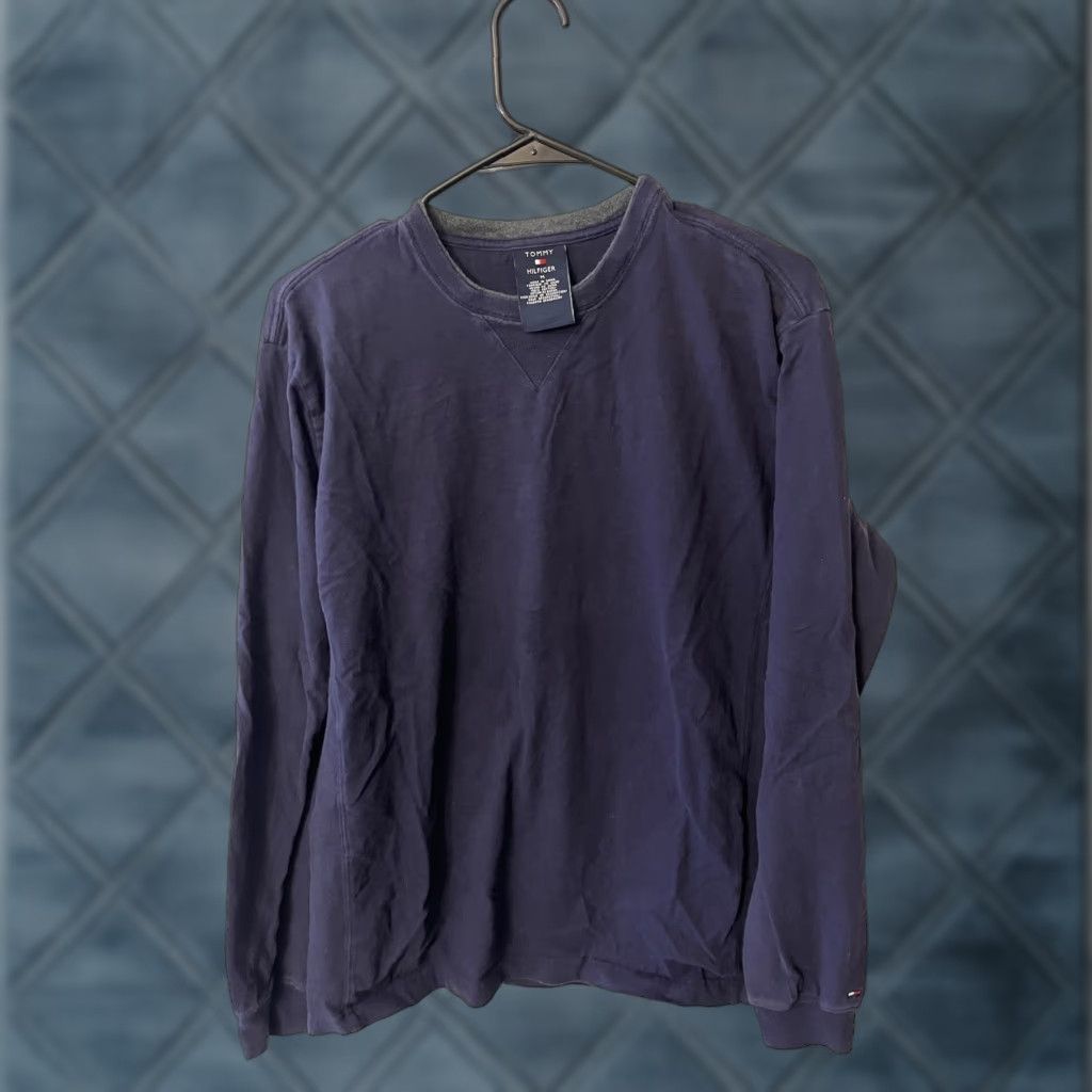 Tommy Hilfiger VINTAGE Tommy Hilfiger Shirt Medium Blue Long Sleeve Crewneck 90s Mens Size US M / EU 48-50 / 2 - 1 Thumbnail