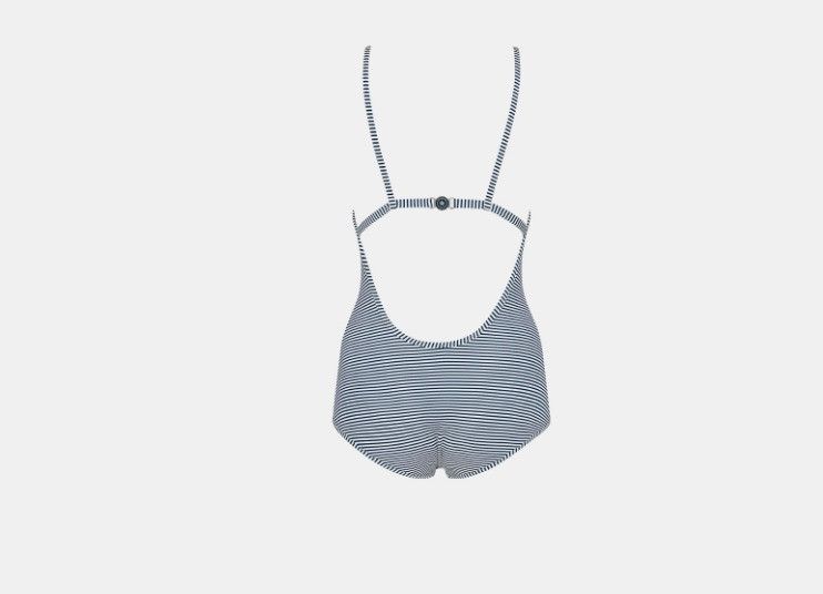 Dior o1w1db10425 25BS11A One-Piece Swimsuit in White & Navy Blue Size S / US 4 / IT 40 - 2 Thumbnail