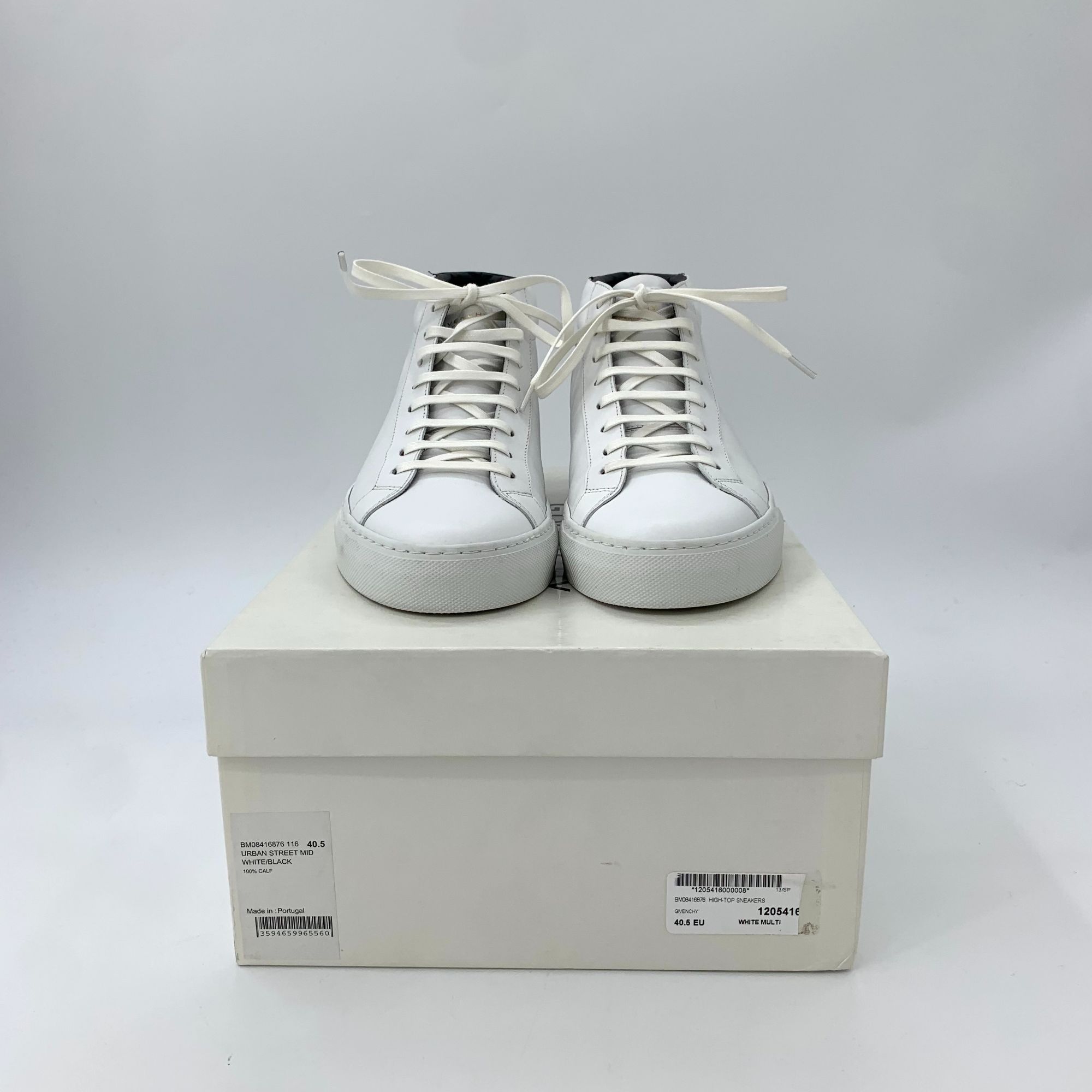Givenchy Givenchy 40.5 White Leather Lace-Up High Top Sneakers With O Size US 7.5 / EU 40-41 - 3 Thumbnail