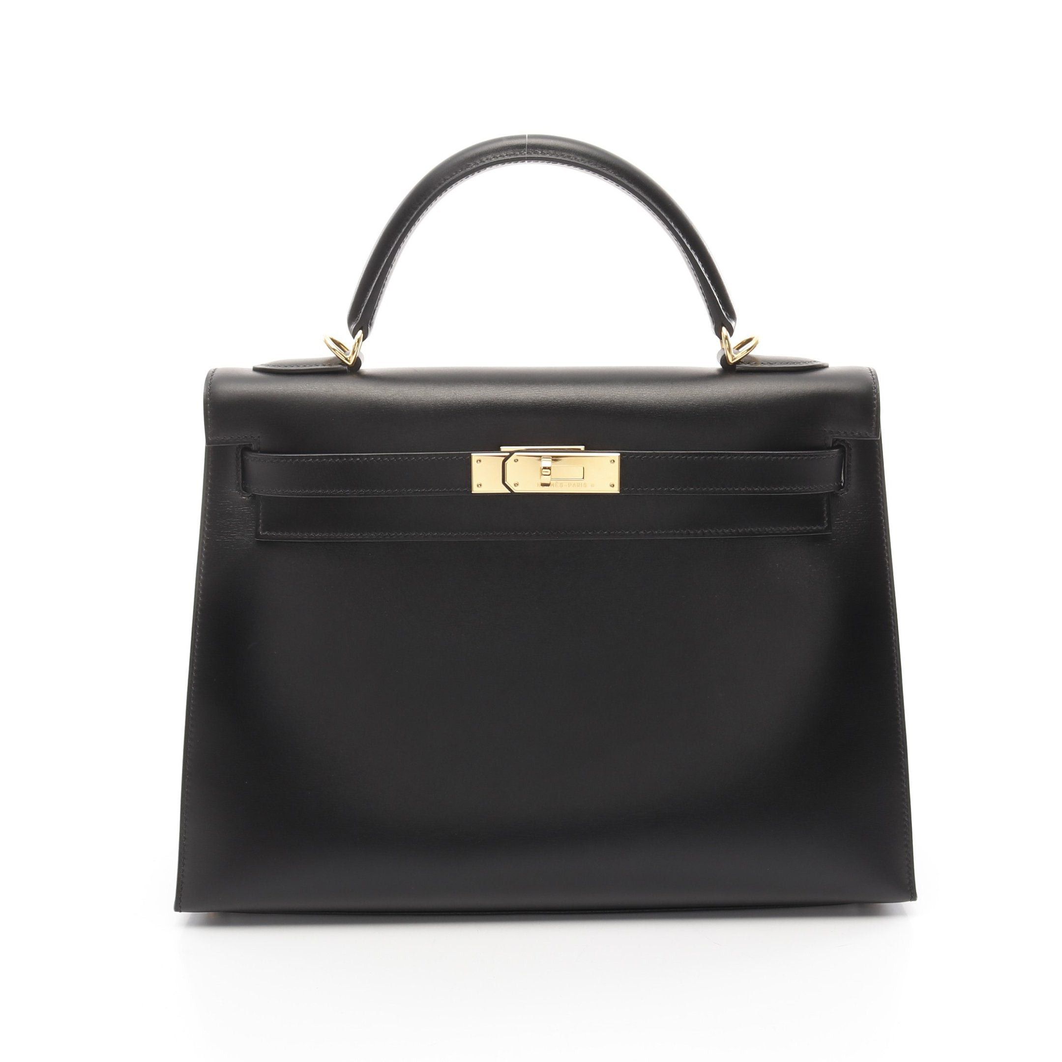 Hermes Hermes Kelly32 Handbag Box Calf Black Gold Hardware Outside Sewing Stamp (Manufactured Around 2002) Size ONE SIZE - 1 Thumbnail