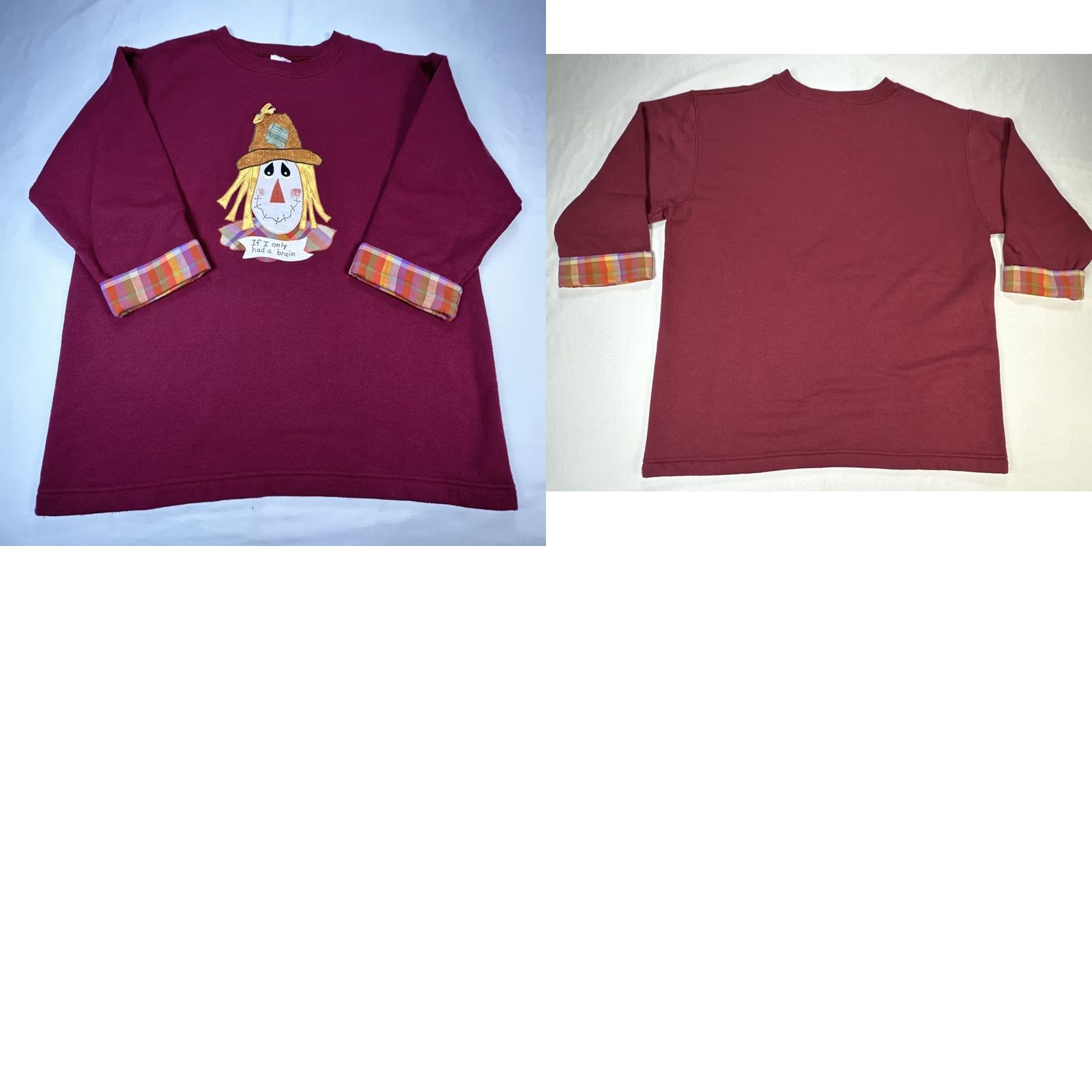 Hanes VINTAGE Hanes Her Way Shirt M Burgundy Grandma Sweatshirt Scarecrow Only Had Brain Size US M / EU 48-50 / 2 - 8 Thumbnail