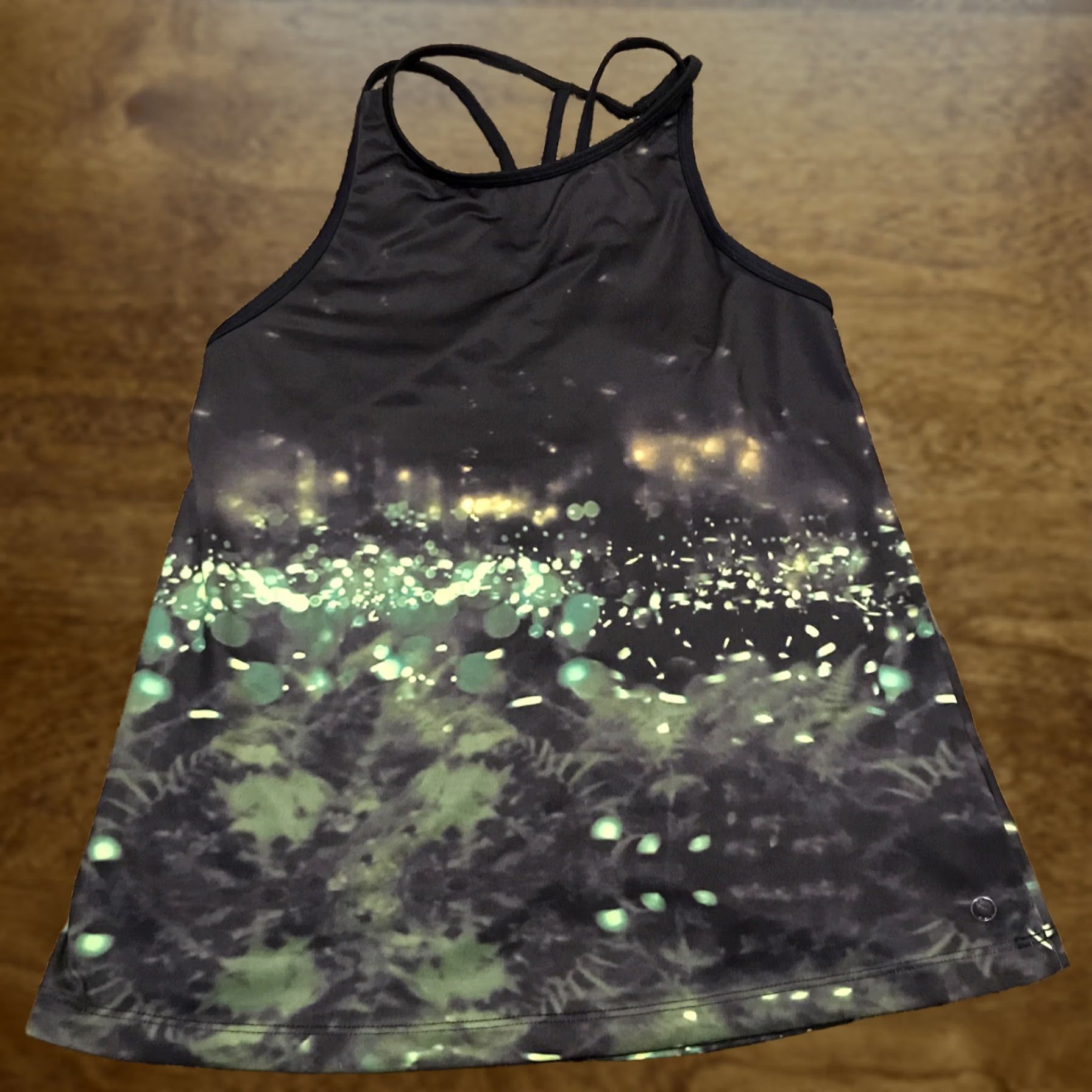 Vintage SHAPE brand Tank womens S black green stretch polyester blend athletic a47 Size ONE SIZE - 1 Thumbnail