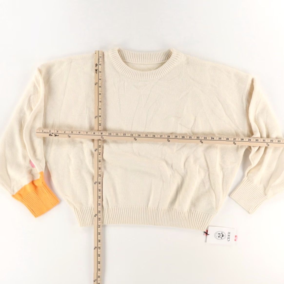 Cider Cider Duck Cuff Crewneck Sweater Ivory Women's 4XL Shirt Sweater Women Ivory 4XL Duck Cuff Crewneck Solid Long Sleeve Crewneck - Size XXL / US 16-18 / IT 52-54 - 3 Thumbnail