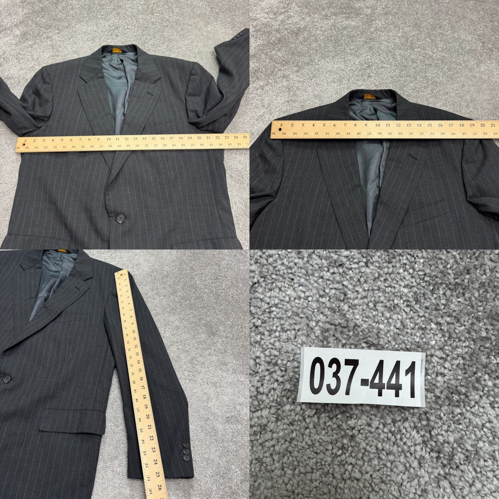 Brooks Brothers VINTAGE Brooks Brothers Blazer Jacket Mens 44L Wool Striped Single-Breasted 2-Button Gray 90s Classic Workwear Suit-Style Size 44R - 9 Thumbnail