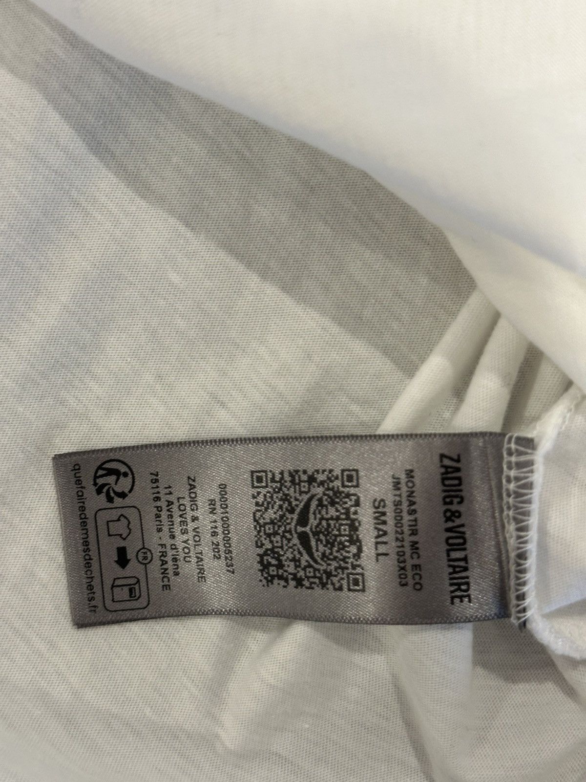 Zadig & Voltaire Zadig & Voltaire Monastir Henley White T-Shirt Size US S / EU 44-46 / 1 - 7 Thumbnail