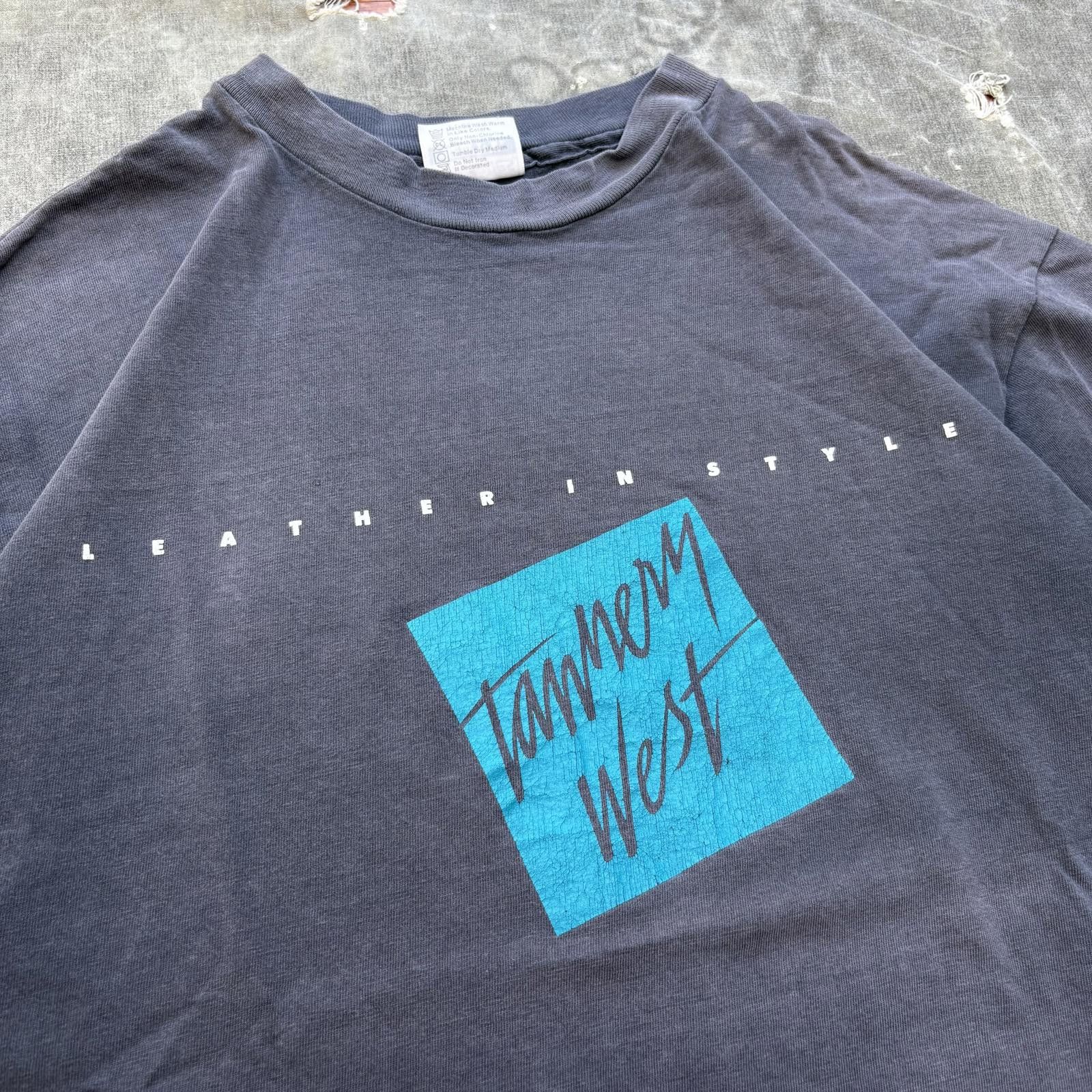 Tannery West Vintage 80s Tannery West Leather Faded Black Hanes Shirt Size US XL / EU 56 / 4 - 2 Thumbnail