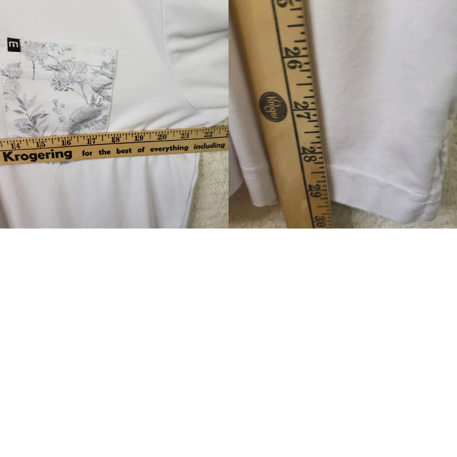 TravisMathew Travis Mathew Polo Shirt L Men's Golf Cotton Blend Pocket White Gray Logo Size US L / EU 52-54 / 3 - 9 Thumbnail