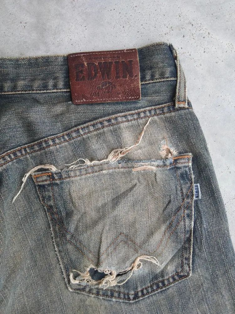 Japanese Brand Vintage Edwin Mud Wash Distressed Jeans 32x29 Size US 32 / EU 48 - 4 Thumbnail
