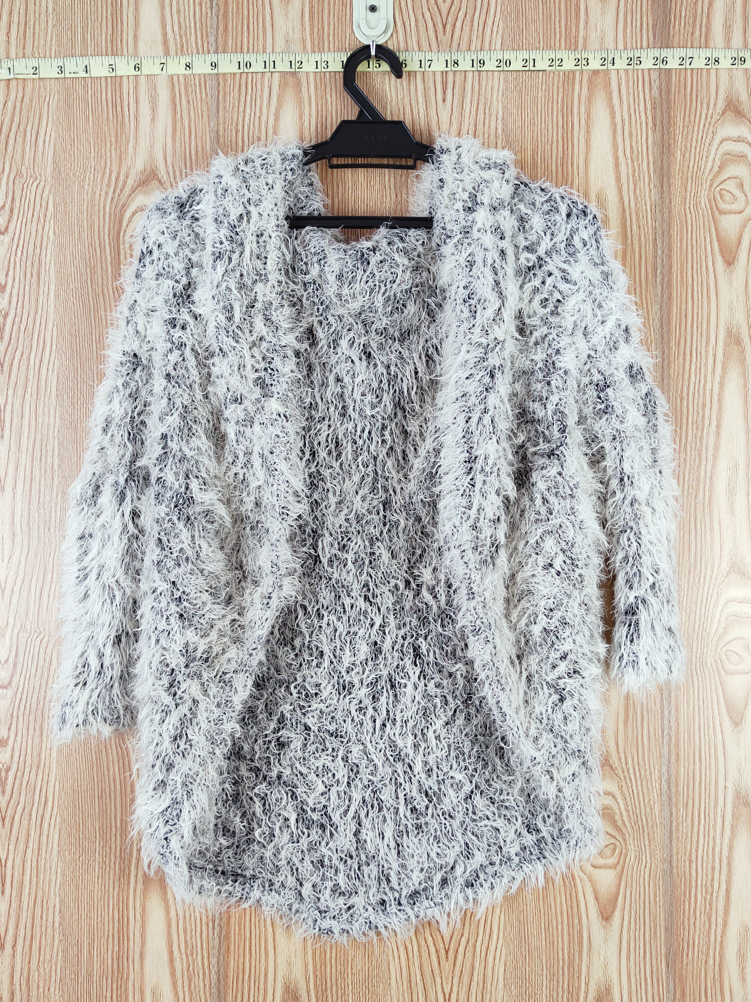 Japanese Brand × Vintage Art Design by Emoda Black White Fur Mohair Knitwear Size L / US 10 / IT 46 - 1 Thumbnail