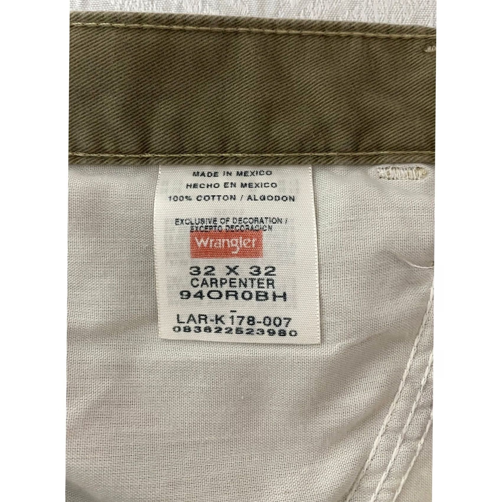 Wrangler Wrangler Carpenter Pants 32x32 Khaki Tan 100% Cotton Relaxed Straight Workwear 90s 5-Pocket Mens Regular Beige Size US 32 / EU 48 - 7 Thumbnail