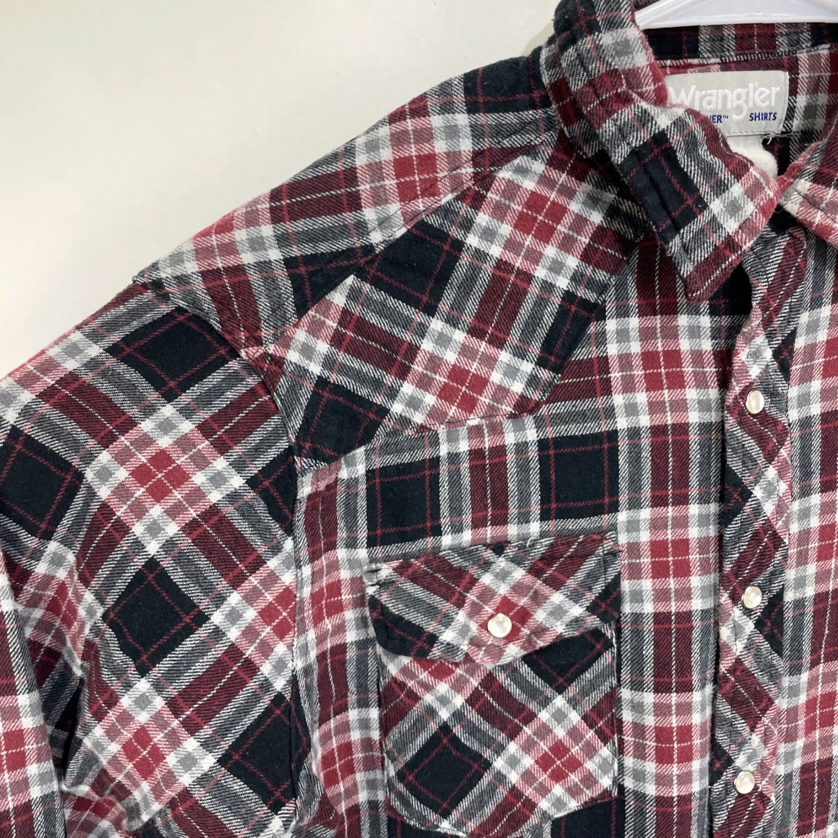Wrangler Wrangler Shirt Mens Large Flannel Red Plaid Pearl Snap Western Rancher Size US L / EU 52-54 / 3 - 4 Thumbnail