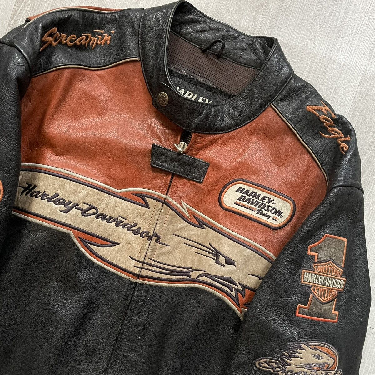 Harley Davidson Harley Davidson Racing Screamin Eagle Vintage Leather Jacket Size US L / EU 52-54 / 3 - 3 Thumbnail