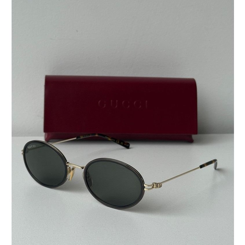 Gucci NEW Gucci GG1980S 001 Black Gold Oval Sunglasses $545 Size ONE SIZE - 1 Thumbnail