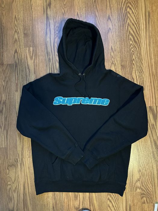 Supreme Supreme Chenille Hooded Sweatshirt Black | Grailed