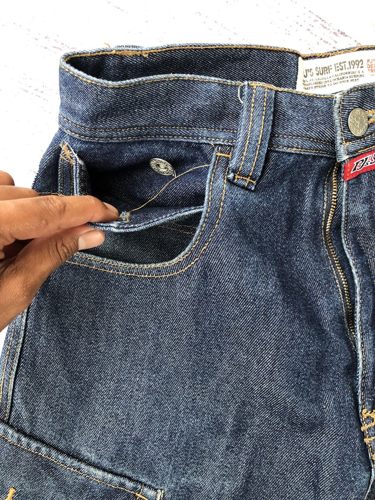 Japanese Brand PJ's Japanese Surfwear Hip Hop Jeans Cargo Shiny Pants Size US 27 - 11 Thumbnail