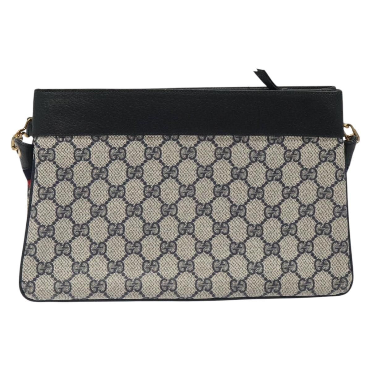 Gucci GUCCI GG Supreme Sherry Line Shoulder Bag Pvc Navy Gold 96 Size ONE SIZE - 3 Thumbnail