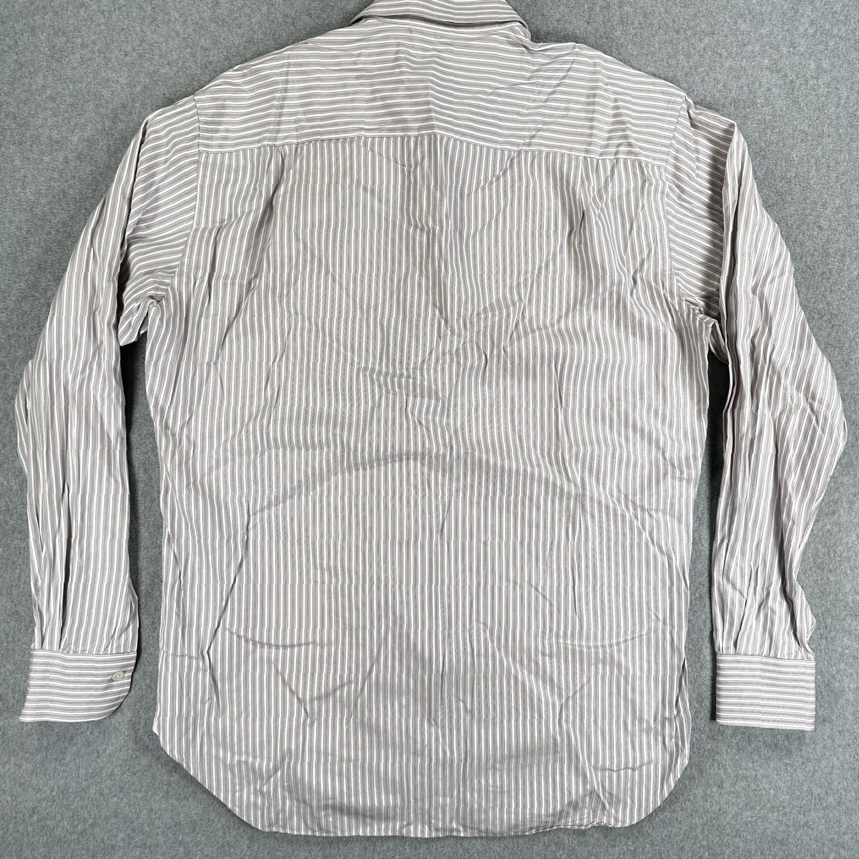 Ermenegildo Zegna Ermenegildo Zegna Dress Shirt Mens 41/16 Gray Stripe Spread Collar Long Sleeve Size 42R - 7 Thumbnail