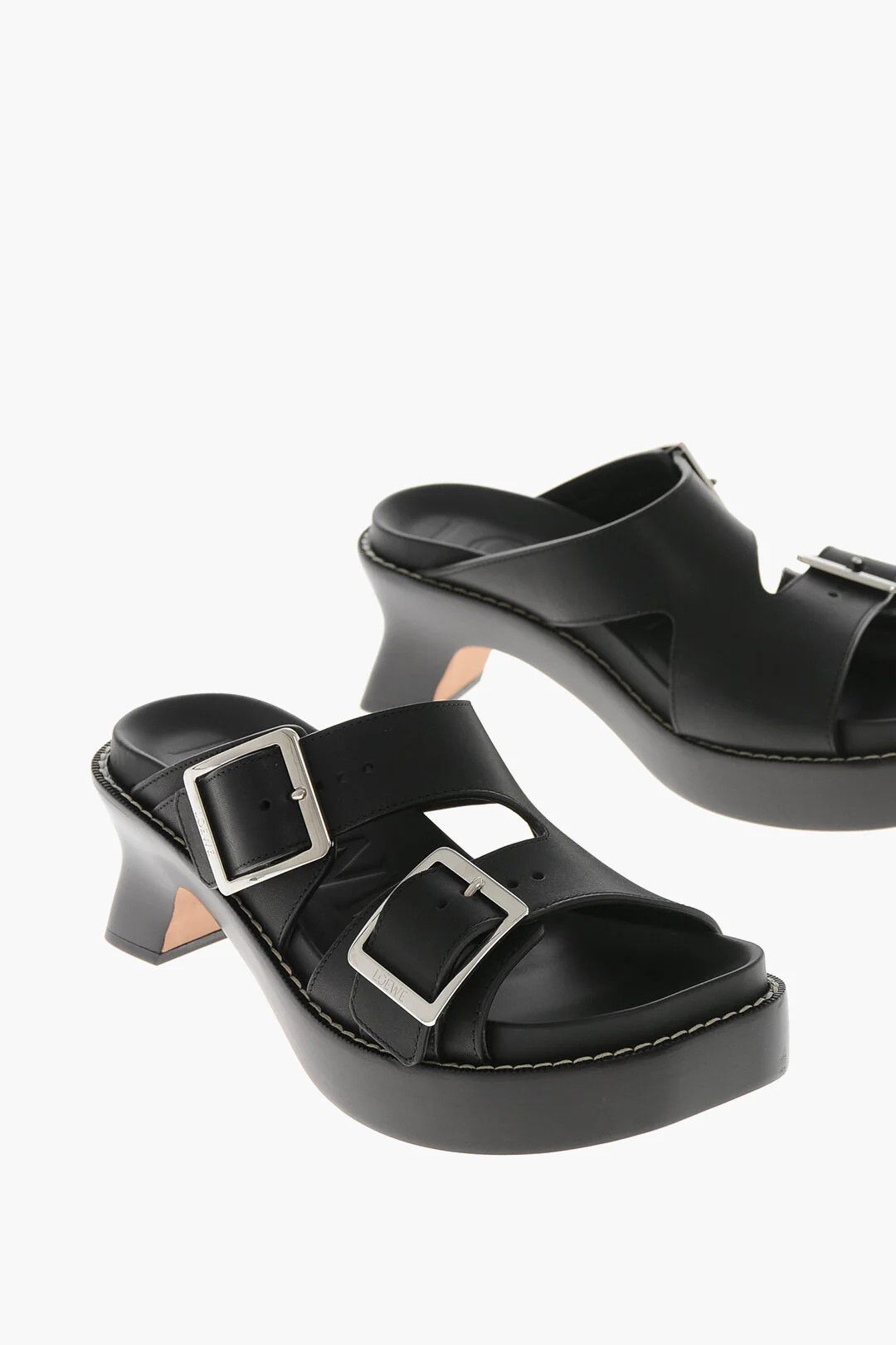 Loewe og1mm0426 Leather Open-Toe Mules in Black Size US 10 / IT 40 - 3 Thumbnail