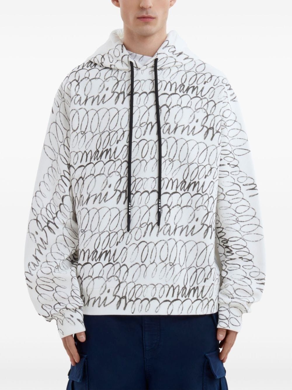 Marni o1w1db11025 Logo-Print Cotton Hoodie in White Size US S / EU 44-46 / 1 - 2 Thumbnail
