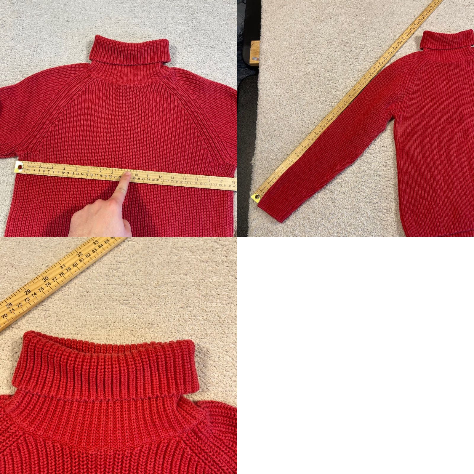 Lands' End VINTAGE Lands' End Sweater Women's Small Red Fisherman Cotton Knit Turtleneck Y2K Size S / US 4 / IT 40 - 8 Thumbnail