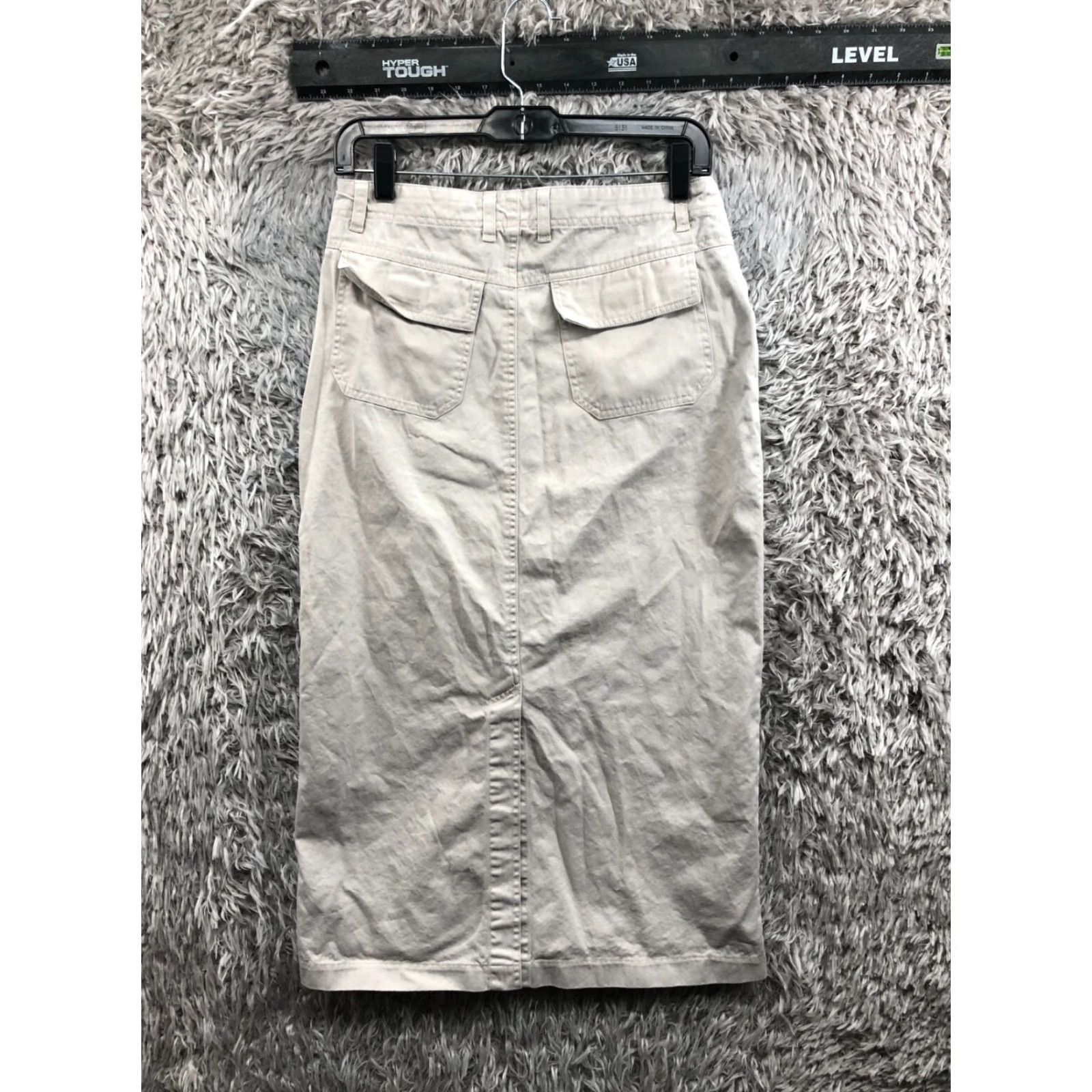 Vintage Tangents Skirt Woman Juniors 3 Back Slit Long Beige Denim Cotton Logo Slit 3/4? Size 26" / US 2 / IT 38 - 5 Thumbnail