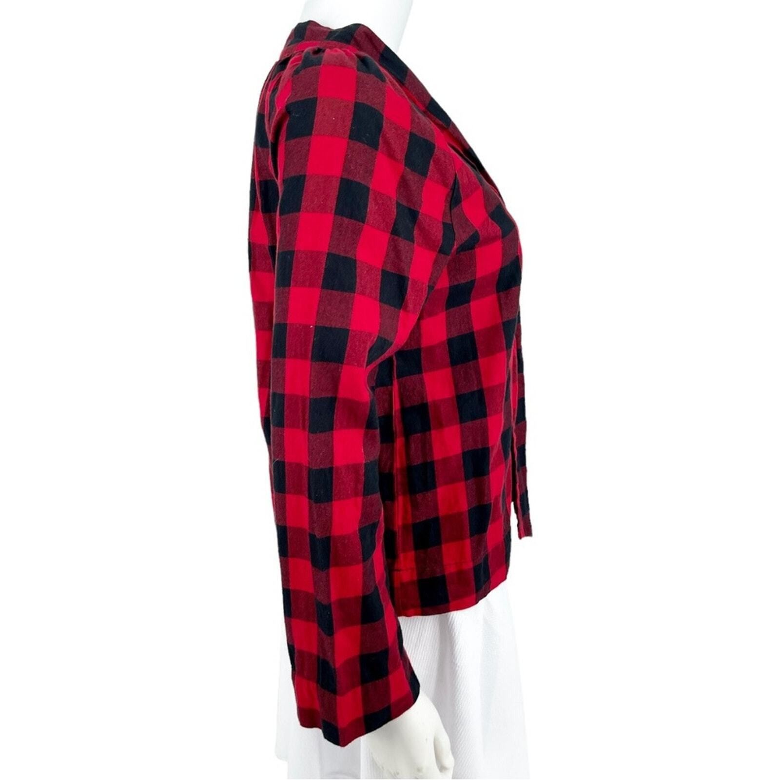 Madewell Madewell XS Buffalo Plaid Flannel Checkered Tie Front V Neck Size XS / US 0-2 / IT 36-38 - 5 Thumbnail
