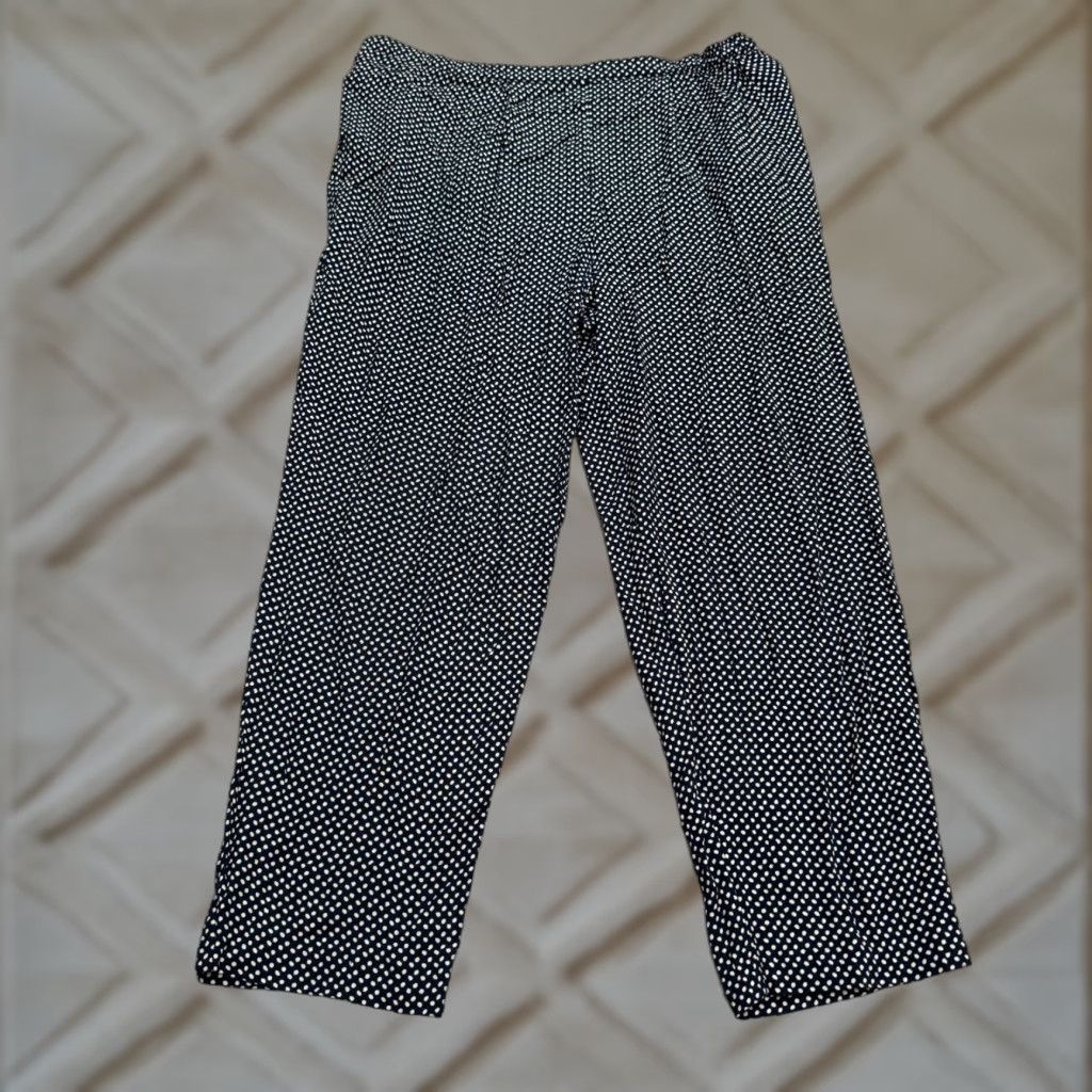 Marks & Spencer VINTAGE Marks & Spencer St Michael Polka Print Pants Women UK14 Navy Polka 90s Casual Pants Women UK14 Navy Size 36" / US 14 / IT 50 - 1 Thumbnail