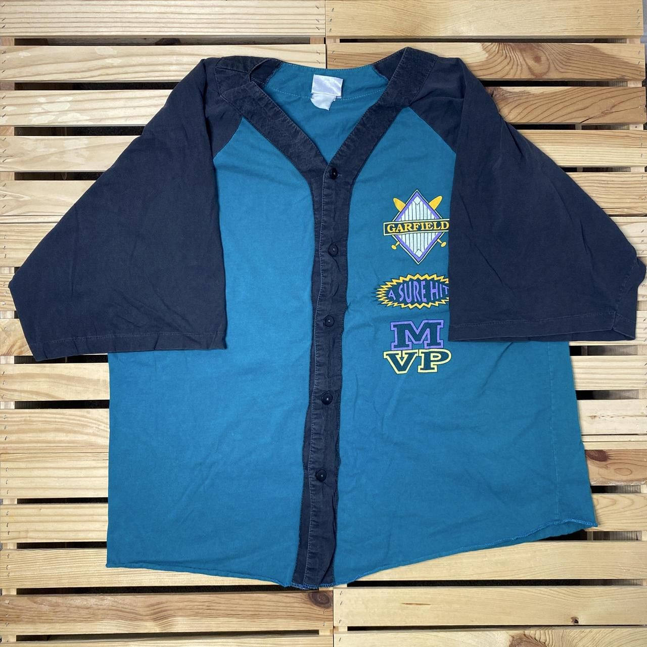 Other Vintage Garfield Green Button-Up Retro Baseball Tee Size XL Size US XL / EU 56 / 4 - 2 Thumbnail