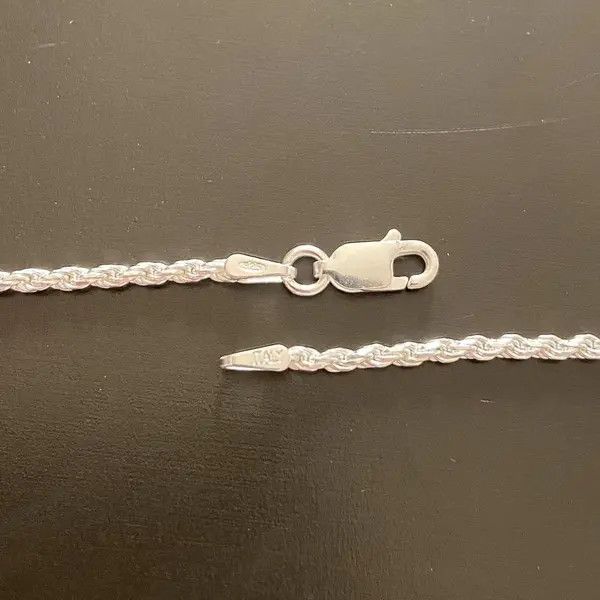 Sterling Silver Solid Silver Rope Chain Necklace 18in 2mm Size ONE SIZE - 6 Thumbnail