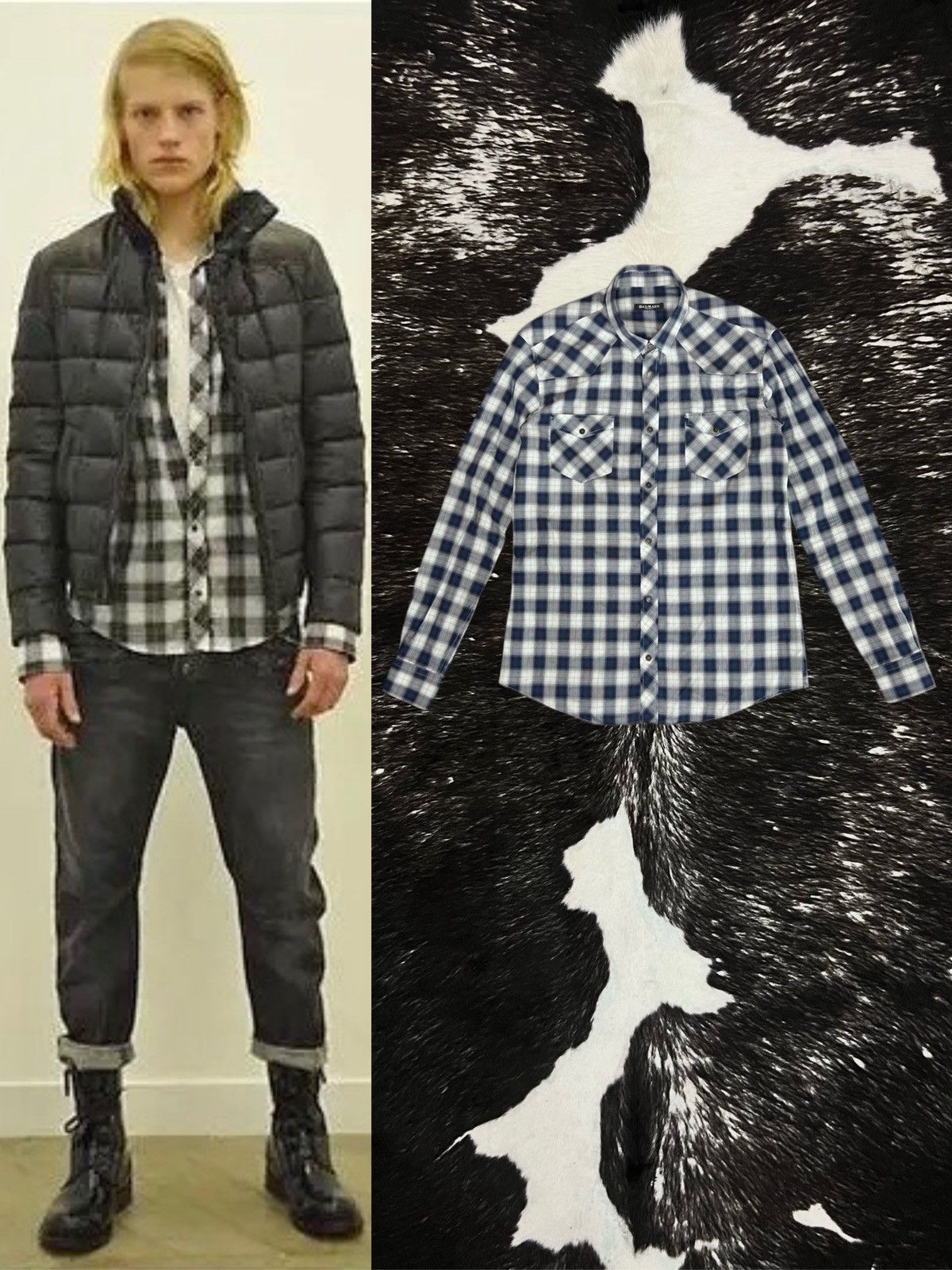 Balmain Balmain by Decarnin FW10 Plaid Western Flannel Shirt Size US M / EU 48-50 / 2 - 1 Thumbnail