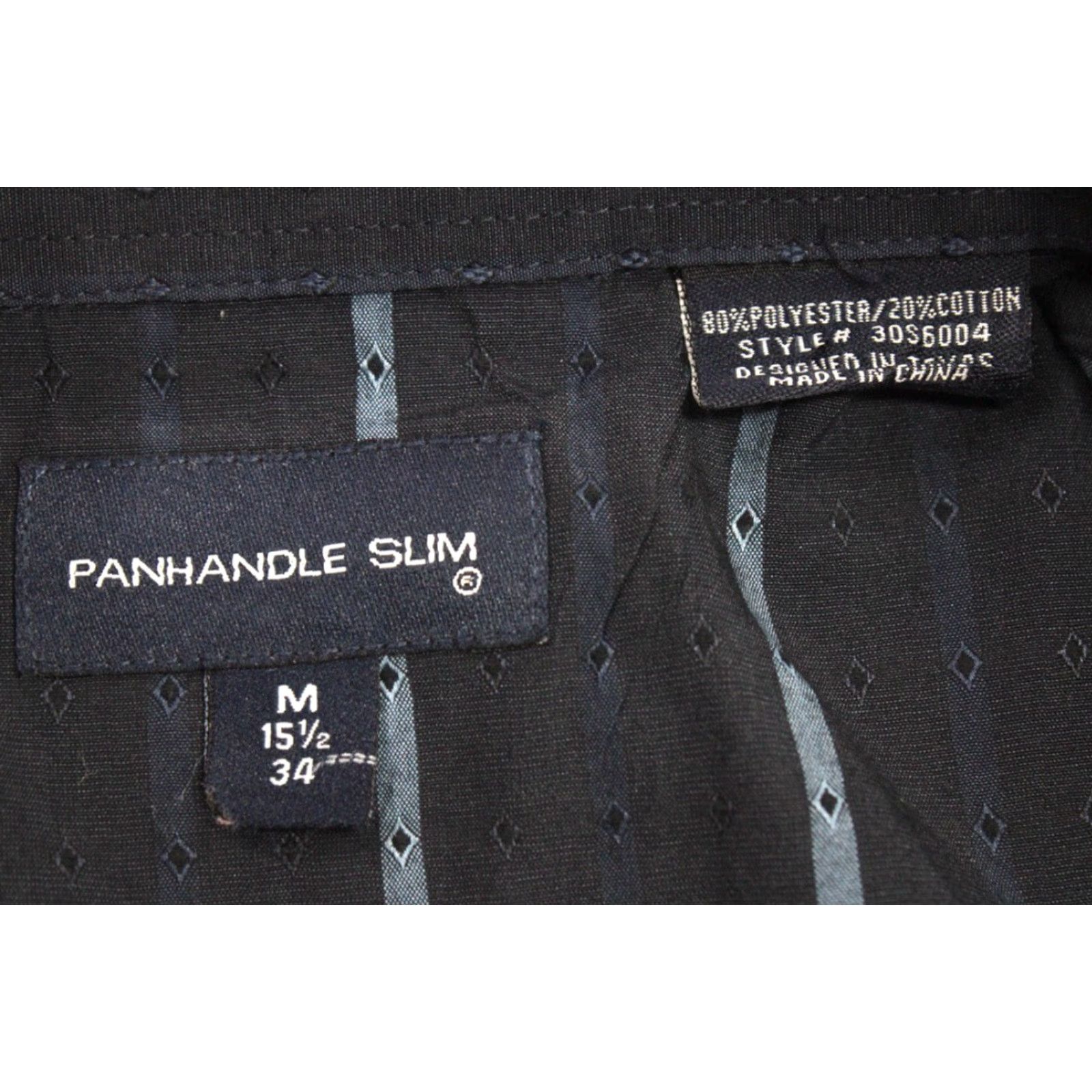 Vintage Panhandle Slim Shirt Mens Medium Blue Striped Diamond Print Pearl Snap Western Size US M / EU 48-50 / 2 - 7 Thumbnail
