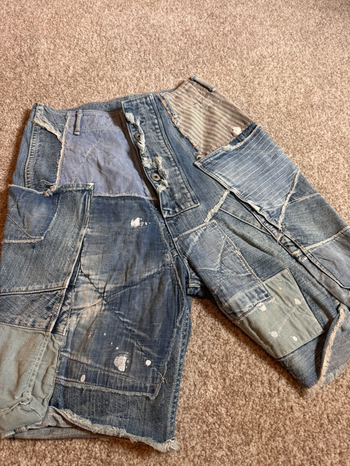Kapital × Kapital Kountry Kapital Crazy Patchwork Shorts RARE Size US 29 - 2 Thumbnail