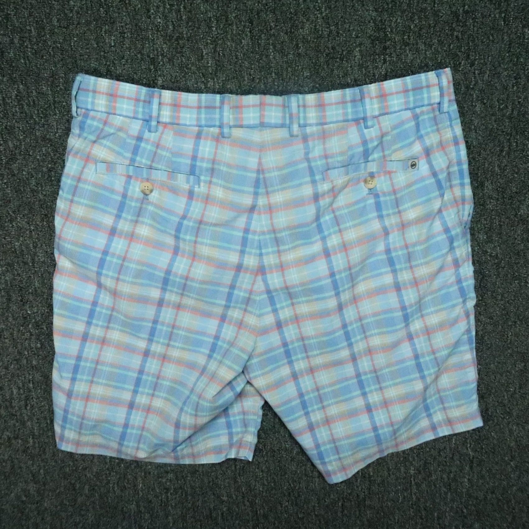 Peter Millar Peter Millar Shorts Mens 36 Blue Plaid Apex Featherweight Chino Socks? Size US 36 / EU 52 - 4 Thumbnail