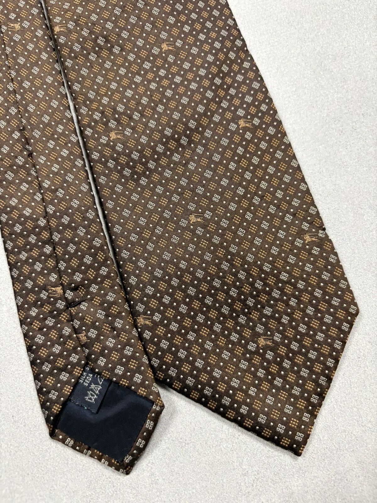 Burberry Burberry London Brown Silk Tie Monogram Pattern Vintage Size ONE SIZE - 6 Thumbnail