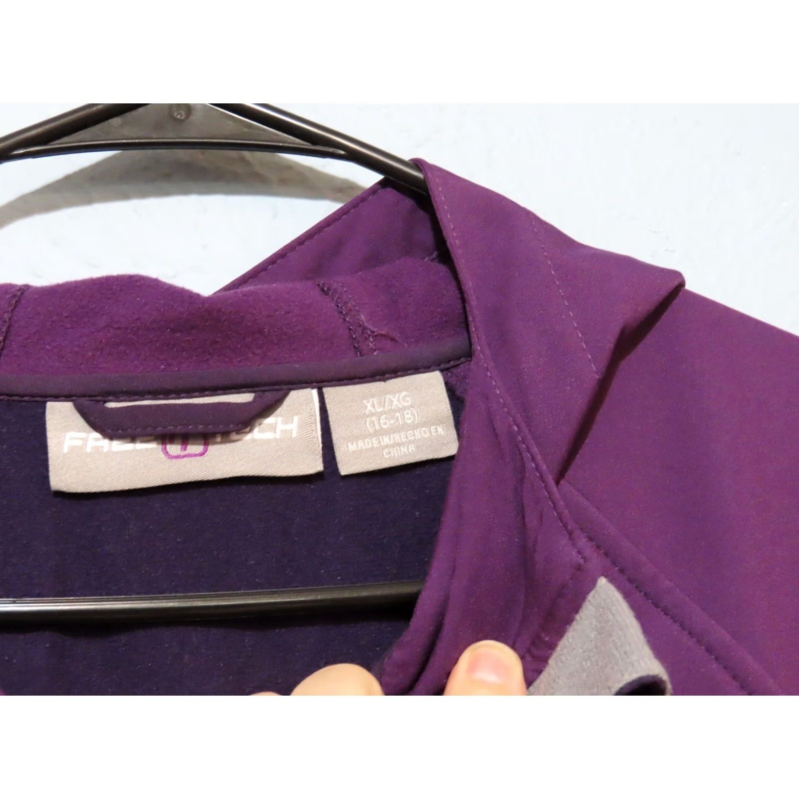 Vintage FreeTech Jacket Womens XL Purple Prune Full Zip Hooded Pockets Soft Shell Holiday Outdoor Fall Winter Zip Size XL / US 12-14 / IT 48-50 - 4 Thumbnail