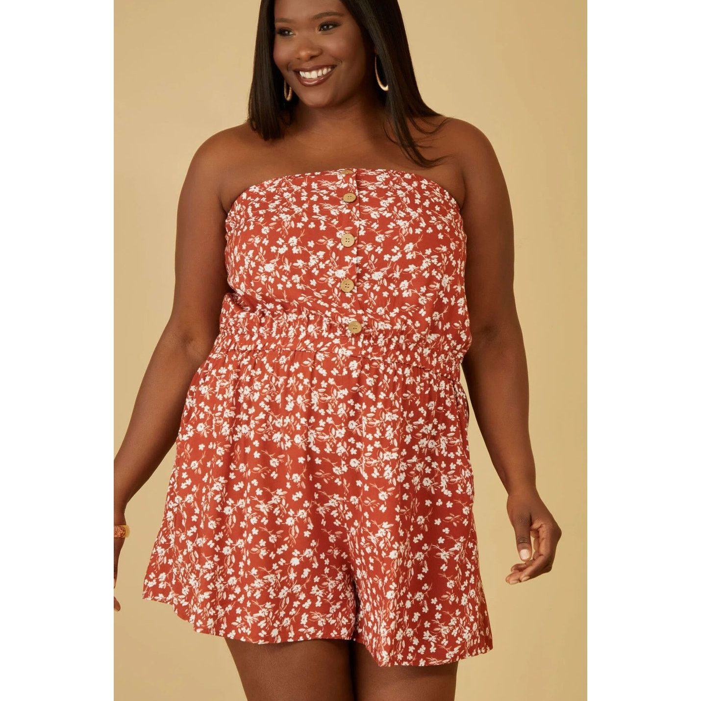 Other JUNIOR’s PLUS Size 3X Floral Print Strapless Romper | NWT Size 3XL / US 20-22 - 1 Thumbnail