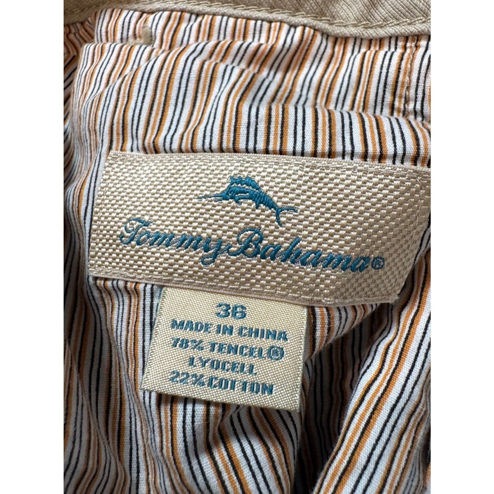 Tommy Bahama Tommy Bahama Shorts Mens 36 Beige Tencel Cotton Blend Flat Front Pockets Zipper Logo Classic Beach Tropical Lightweight Casual Summer Size US 36 / EU 52 - 5 Thumbnail