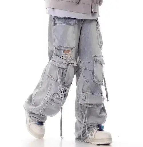 Japanese Brand × Jean Street hip hop grunge ripped wide leg jeans Size US 32 / EU 48 - 3 Thumbnail
