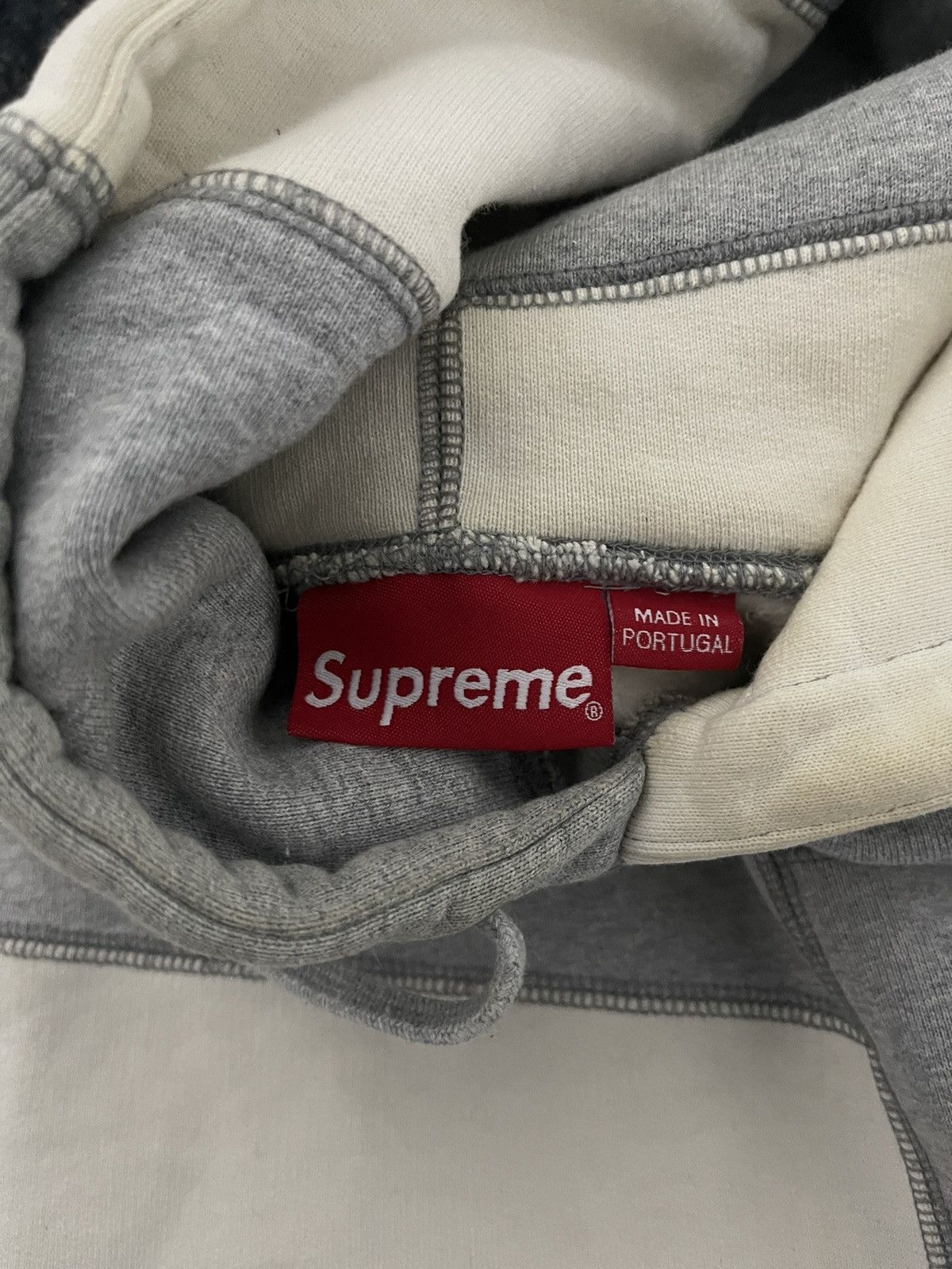 Supreme Supreme Patchwork Hoodie Grey/Natural - Classic Logo, Rare! Size US M / EU 48-50 / 2 - 7 Thumbnail