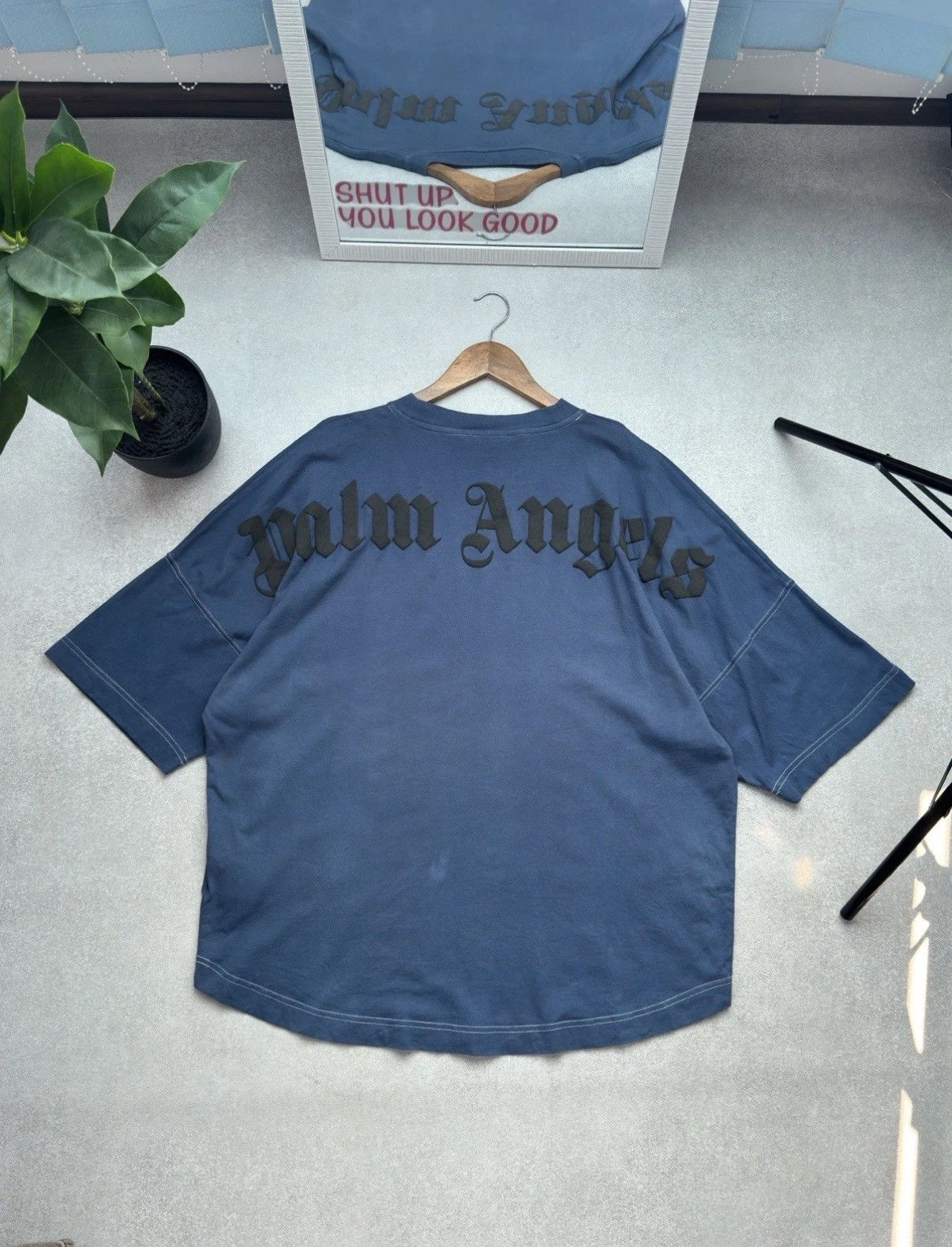 Palm Angels Big Logo Oversized Blue T Shirt Size L Men