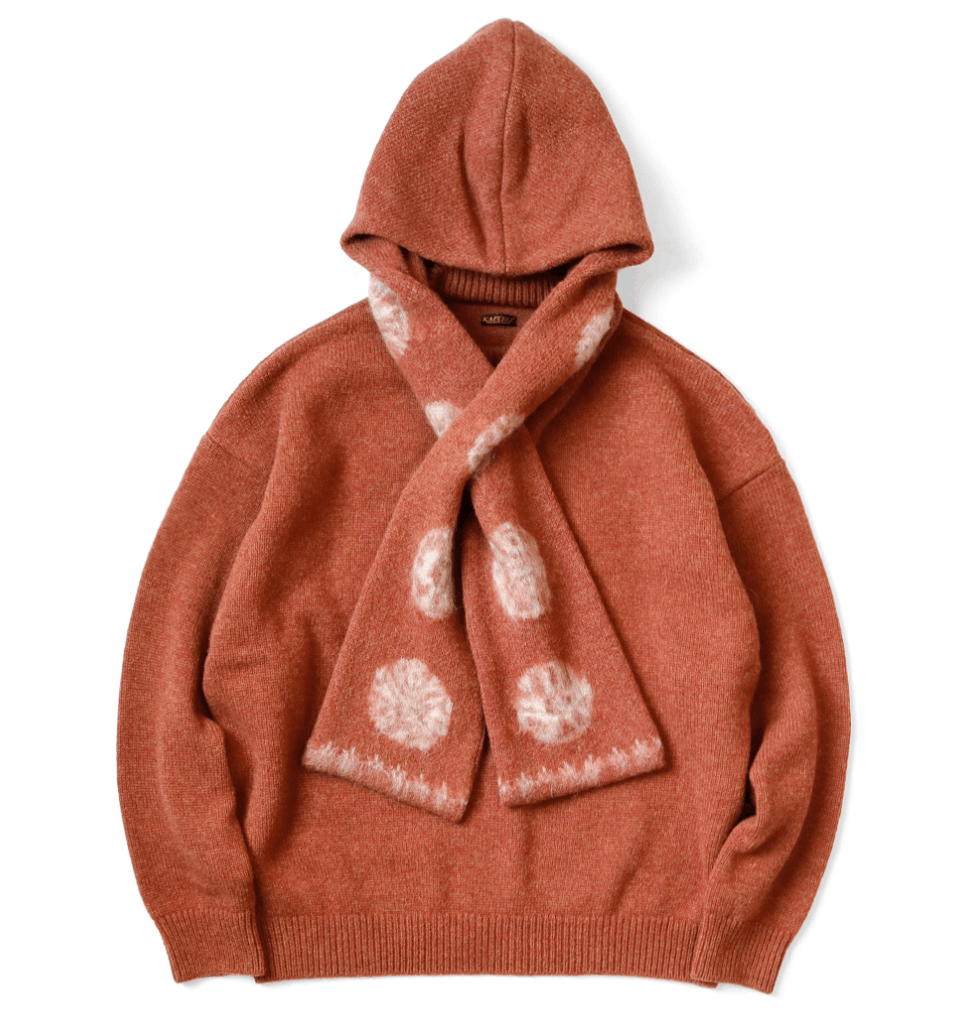 Kapital 5G Small pattern knit KESA hooded sweater Red Size US L / EU 52-54 / 3 - 1 Thumbnail