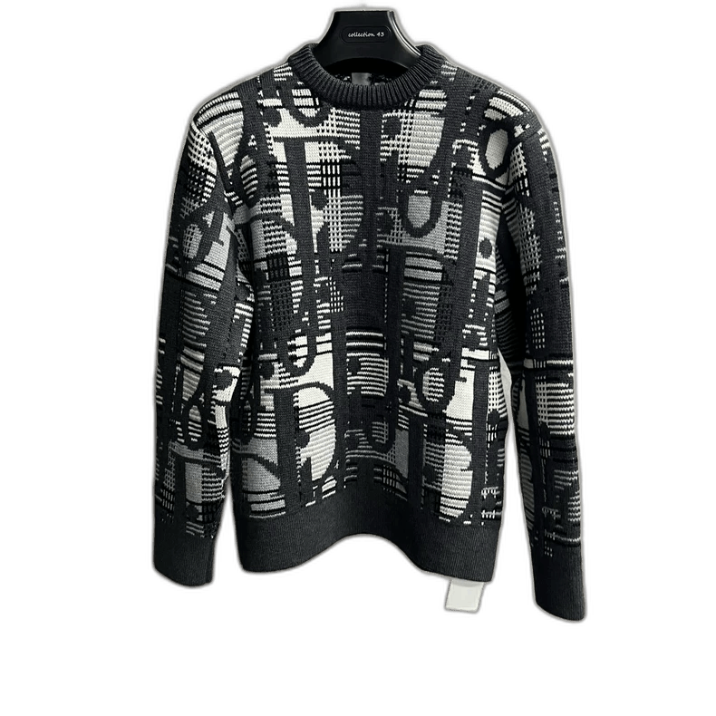 Dior Dior Gray Wool Knit Sweater with Oblique Print Size US XS / EU 42 / 0 - 1 Thumbnail
