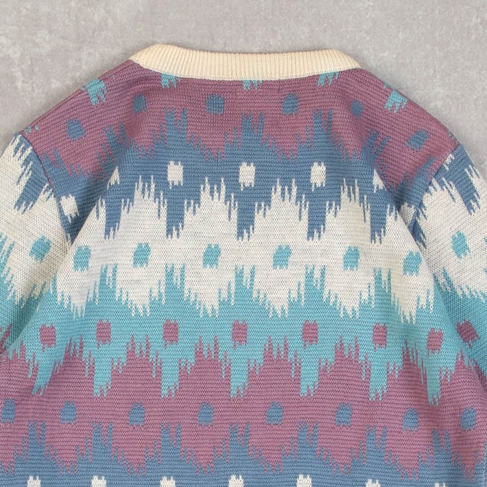Vintage VINTAGE 70s Patterned Knitted Jumper Wool Women's Purple Aztec Size Medium Size M / US 6-8 / IT 42-44 - 4 Thumbnail