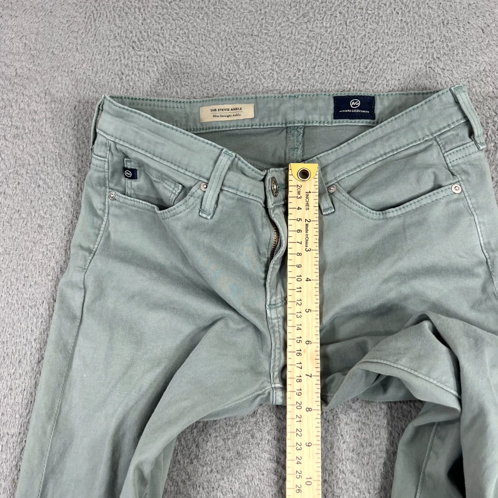 Vintage VINTAGE AG Adriano Goldschmied Pants Womens 25 Regular Mint Green Stevie Ankle Slim Straight Leg Size 42" / US 20 - 3 Thumbnail